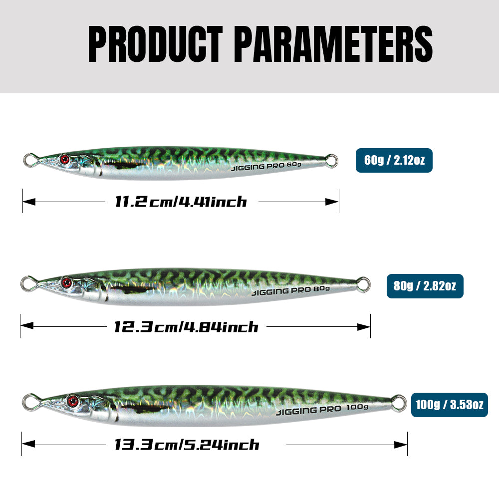 JIGGING PRO 60g/80g/100g Metal Adict 3D Print Sardine Skin Jigging Lure Saltwater Bait