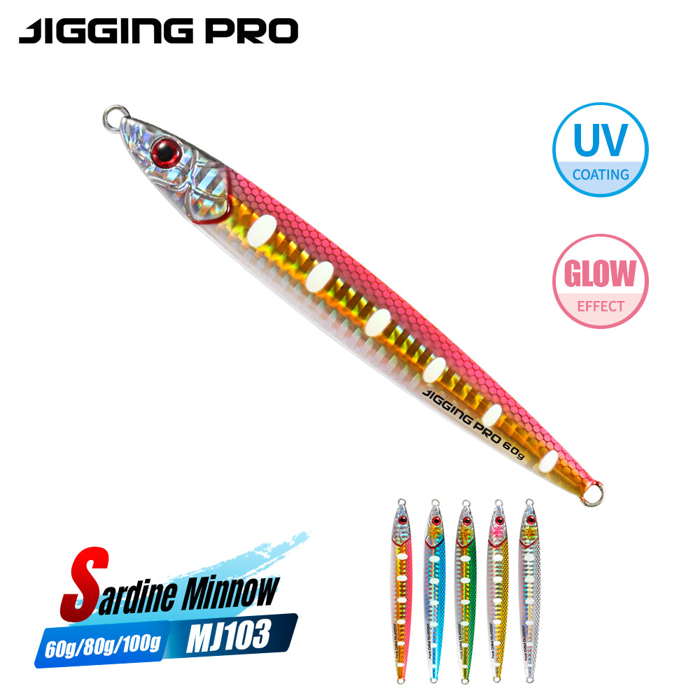 JIGGINGPRO Saltwater Fishing Bait Metal Jigs 60g 80g 100g Sardine Minnow