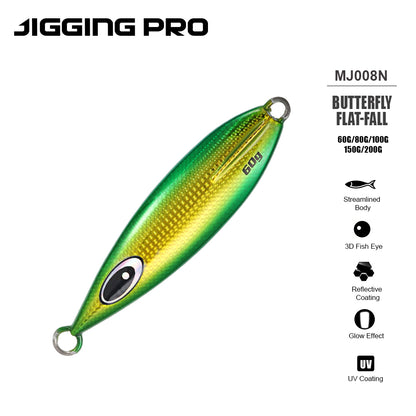 JIGGING PRO 60g 80g 100g 150g 200g Slow Flat Fall Metal Jig Slow Jigging Lure