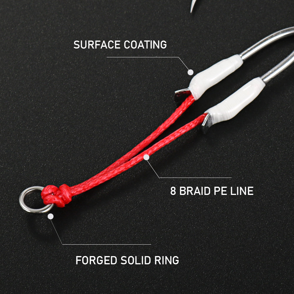 JIGGING PRO 1# 1/0 2/0 3/0 Double Assist Barbed Hook Salewater High Carbon Jigging Hooks Fishing Accessories Fishing Hooks