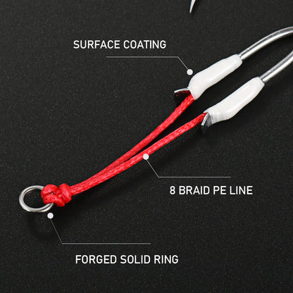 JIGGING PRO 1# 1/0 2/0 3/0 Double Assist Barbed Hook Salewater High Carbon Jigging Hooks Fishing Accessories Fishing Hooks
