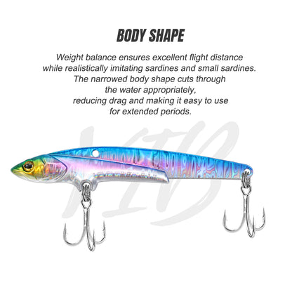 JIGGING PRO VIB Fishing Lure 107mm 43g Metal Jig Sinking Spinning Blade Cast Treble Hooks Hard Lure Slice Jig Fishing Bait