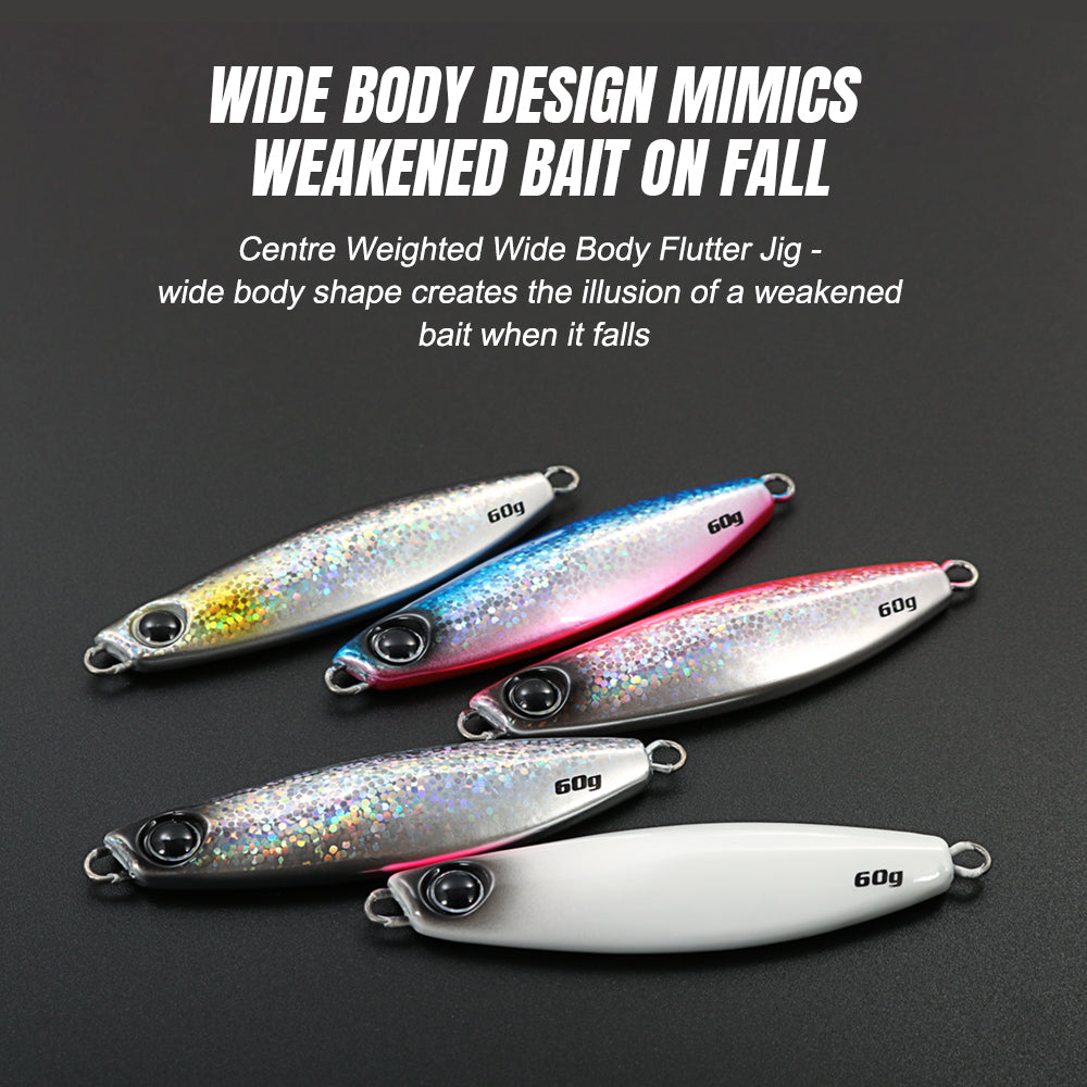 JIGGING PRO Shot Slow Wide Style Metal Jig - 20g/30g/40g/60g Shore Slow Lure Sea Fishing Bait