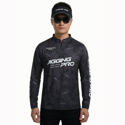Jigging Pro Men's Long Sleeve Fishing Shirt, UPF 50+ UV Sun Protection Performance Jersey, Quick Dry Breathable Camo Fishing Apparel