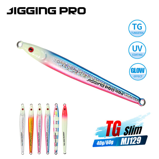 JIGGING PRO Tungsten Jig 40g 60g Fast Sinking Long Casting Metal Jig UV Luminous Saltwater Fishing Bait Artificial Jigging Lure