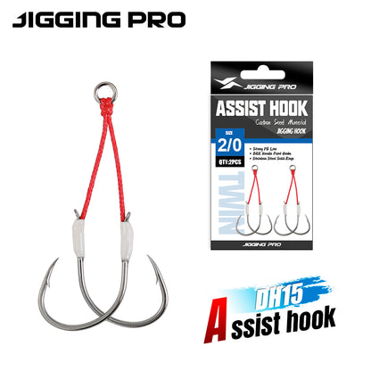 JIGGING PRO 1# 1/0 2/0 3/0 Double Assist Barbed Hook Salewater High Carbon Jigging Hooks Fishing Accessories Fishing Hooks