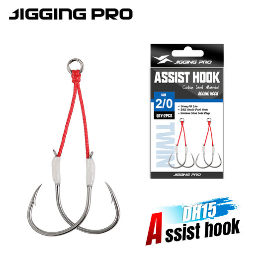 JIGGING PRO 1# 1/0 2/0 3/0 Double Assist Barbed Hook Salewater High Carbon Jigging Hooks Fishing Accessories Fishing Hooks