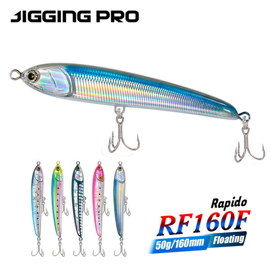 JIGGIING PRO Rapido Floating Pencil Fishing Lure Topwater Walk The Dog Surface Bait 160mm 50g Wobbler Bass Artificial Hard Bait