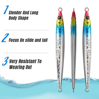 JIGGING PRO Metal Jig Shore Jigging Lure Saltwater Fishing Bait 40g 60g Slide Stick