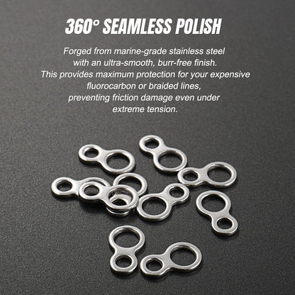 Jigging Pro 8 Shape Ring Seamless Stainless Steel Solid Rings, Heavy Duty Figure-Eight Auxiliary Rings for Saltwater Jigging