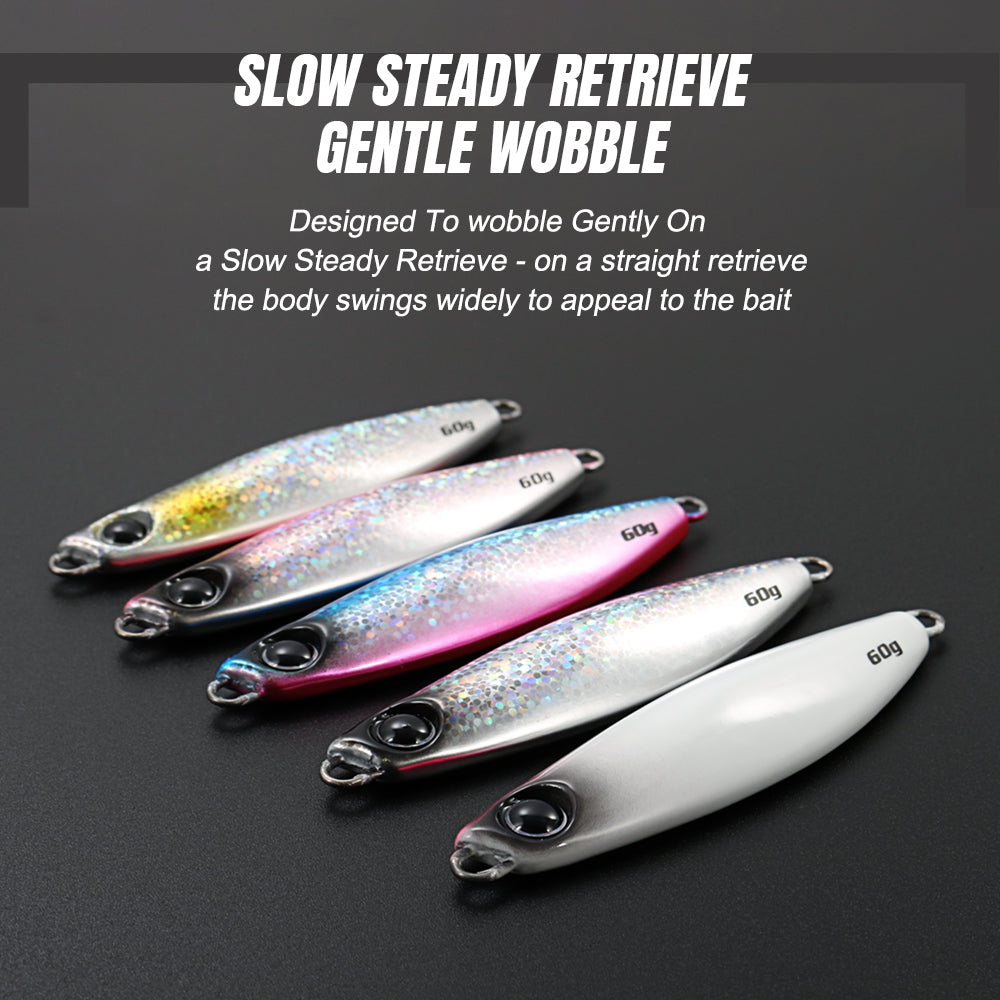 JIGGING PRO Shot Slow Wide Style Metal Jig - 20g/30g/40g/60g Shore Slow Lure Sea Fishing Bait