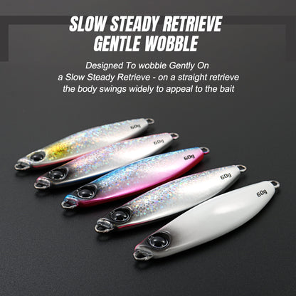 JIGGING PRO Shot Slow Wide Style Metal Jig - 20g/30g/40g/60g Shore Slow Lure Sea Fishing Bait
