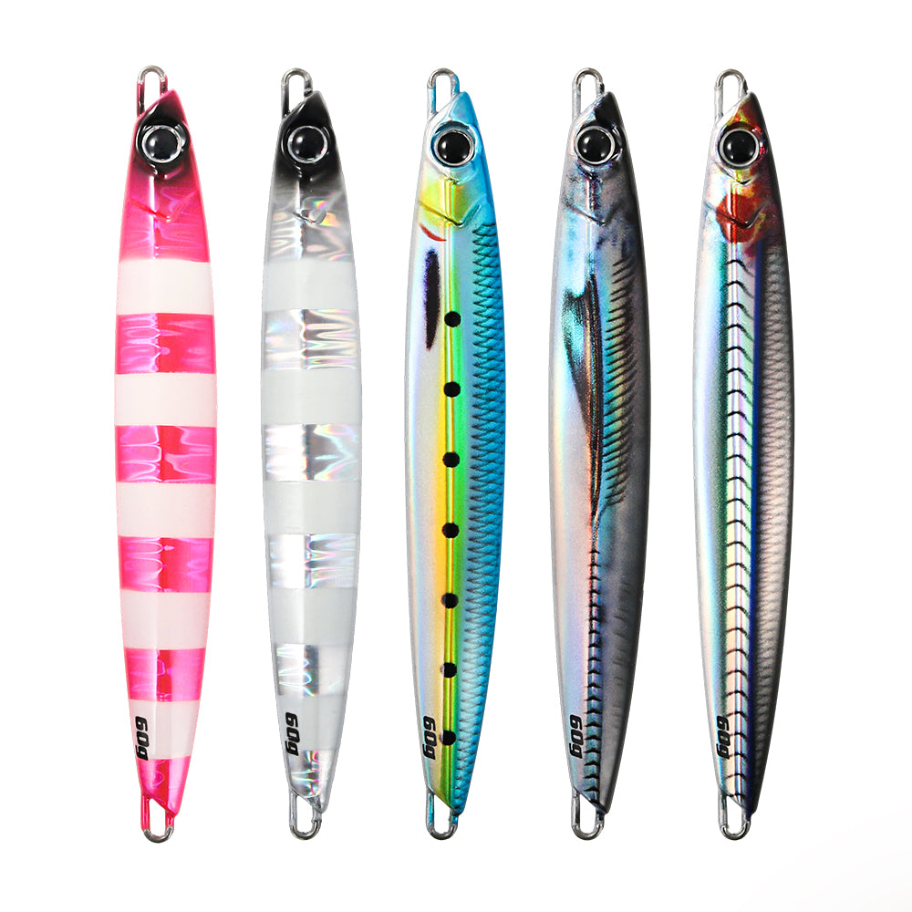 JIGGING PRO Vertical Short Metal Jig Lures, UV & Glow Saltwater Fishing Baits, 30g 60g 90g Vertical Jigging Lead Fish