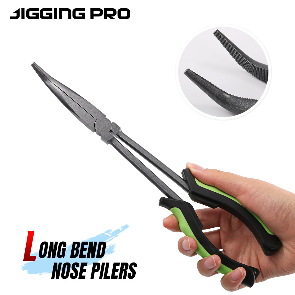 JIGGING PRO 11“ Long Bent Nose Fishing Pliers PTFT Coated Anti-Rust Fishing Tool