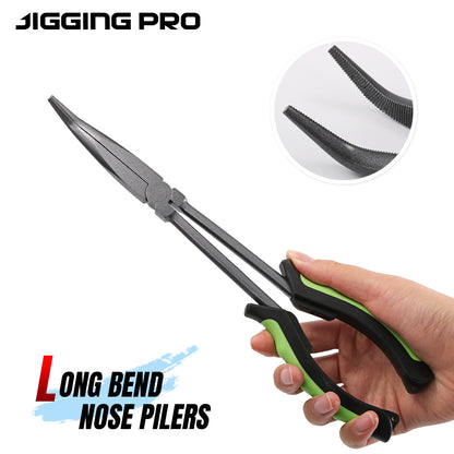 JIGGING PRO 11“ Long Bent Nose Fishing Pliers PTFT Coated Anti-Rust Fishing Tool