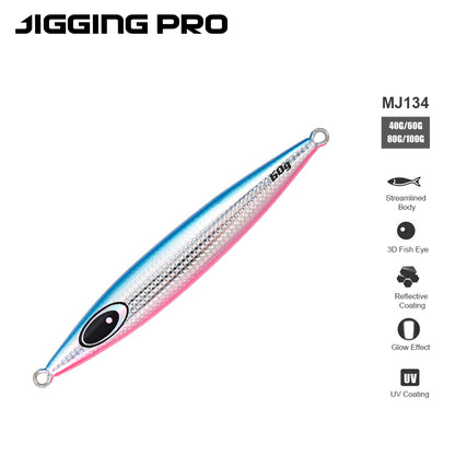 JIGGING PRO Asymmetrical Metal Jig - 40g/60g/80g/100g Saltwater Vertical & Casting Lure