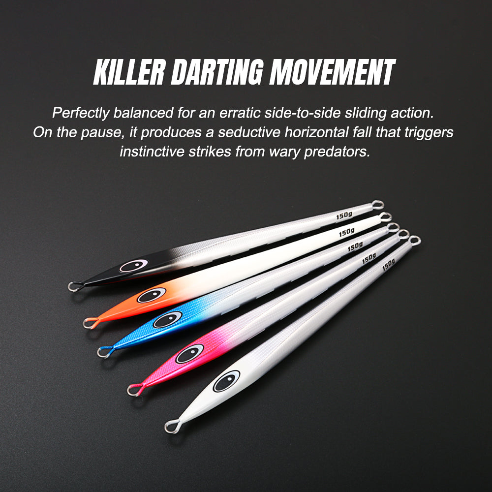 JIGGING PRO KY JIG II Long Slide Metal Jig - 150g/200g/250g Heavy Vertical Jigging Lure Saltwater