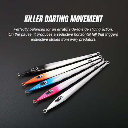 JIGGING PRO KY JIG II Long Slide Metal Jig - 150g/200g/250g Heavy Vertical Jigging Lure Saltwater