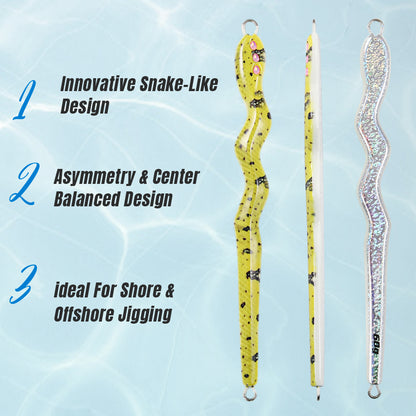 JIGGING PRO 3 Eyes Snake Metal Jig – UV Glow Saltwater Jigging Lure 40g-100g