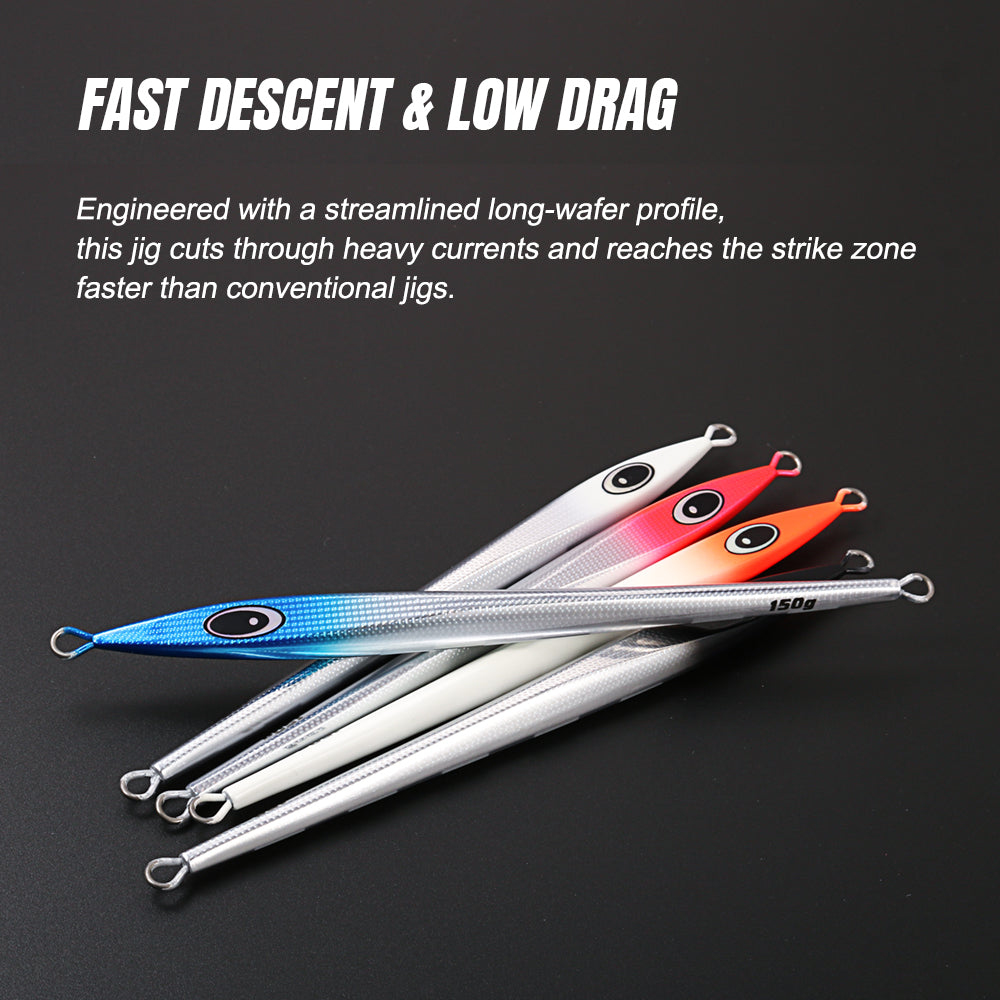 JIGGING PRO KY JIG II Long Slide Metal Jig - 150g/200g/250g Heavy Vertical Jigging Lure Saltwater