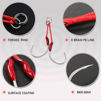 JIGGING PRO 1/0 2/0 3/0 4/0 Slow Jigging Twin Assist Hooks Saltwater Fishing Metal Jig Hook Fishing Accessories