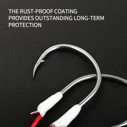 JIGGING PRO 1# 1/0 2/0 3/0 Double Assist Barbed Hook Salewater High Carbon Jigging Hooks Fishing Accessories Fishing Hooks