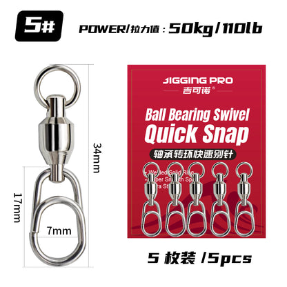 JIGGING PRO Stainless Steel Ball Bearing Swivel Quick Snap Fishing Accessories