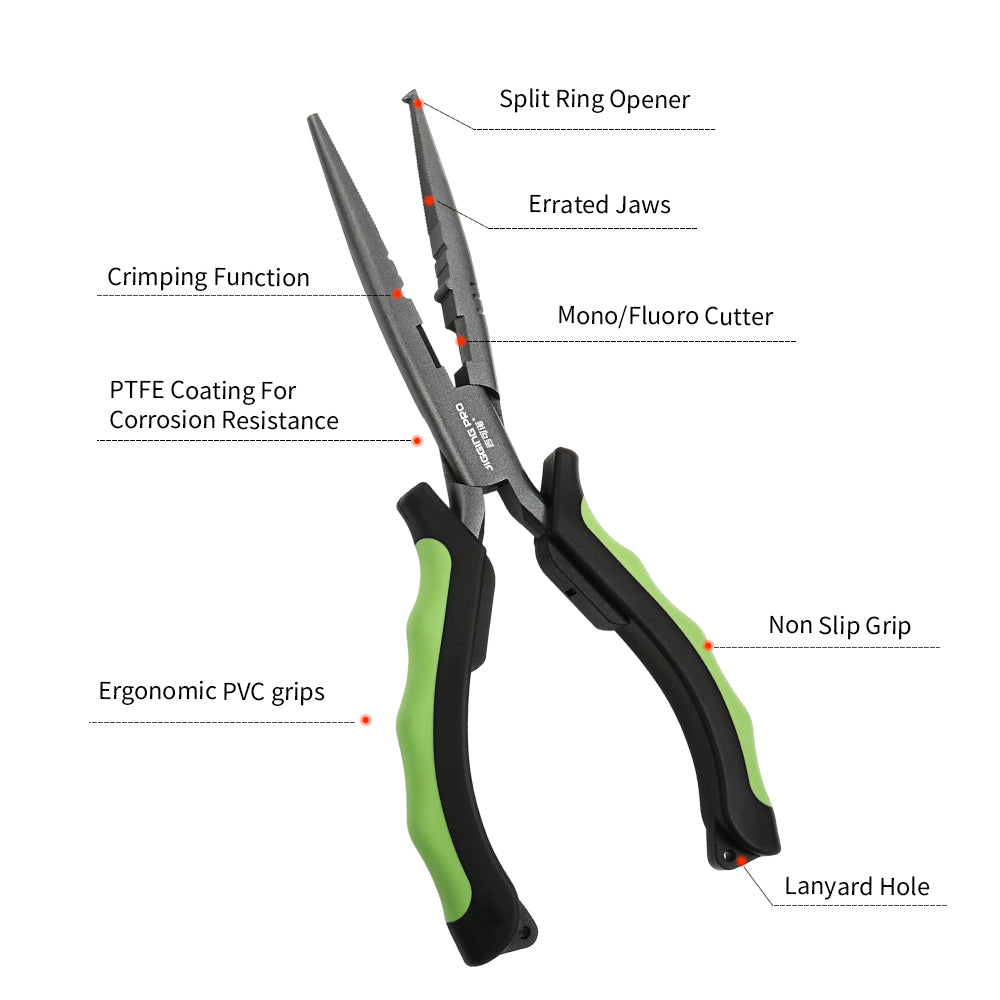 JIGGING PRO X4 Multifunctional Fishing Pliers - Long Nose Hook Remover, Split Ring Opener & Fishing Line Cutter, Saltwater Resistant Fishing Gear & Tools