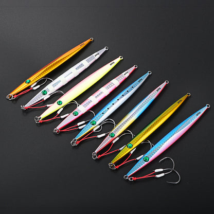 JIGGINGPRO Vertical Jigging Lure Dart and Drift Action Saltwater Metal Jig D-Slide Jack Eye 60g 80g 100g