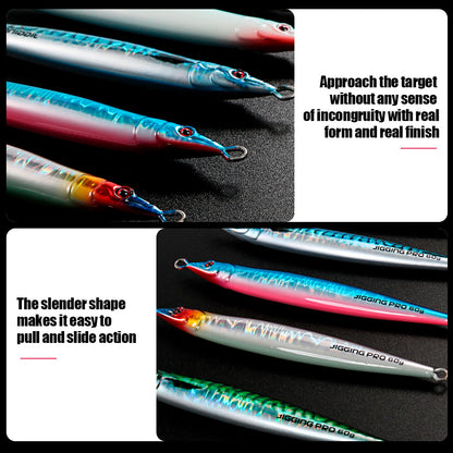 JIGGING PRO Slow Jigging Lure Horizontal Fall Metal Jig 60g 80g 100g Shuttle