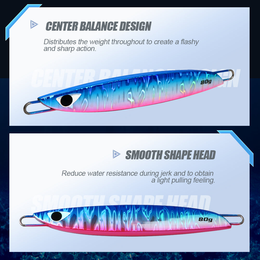 JIGGING PRO C1 Metal Jig Lure 40g 60g 80g | Center Balance Slow Pitch Saltwater Fishing Jig