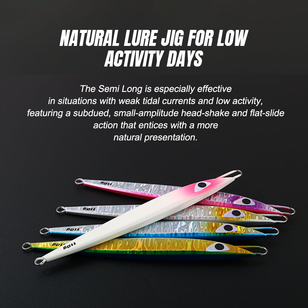 JIGGING PRO C1 Semilong Metal Jig - 110g/130g Center Weighted Vertical Jigging Lure