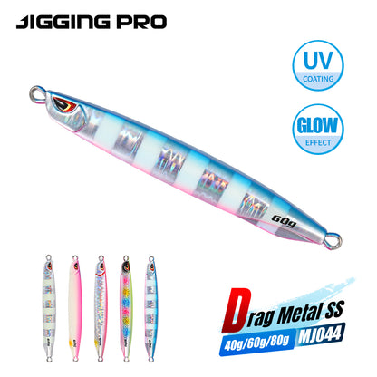 JIGGING PRO Metal Jig Shore Jigging Lure Drag Metal Cast 40g 60g 80g