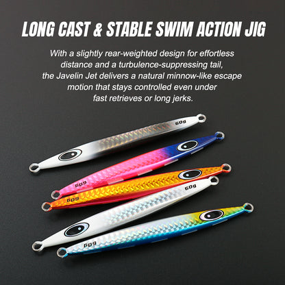 JIGGING PRO Javelin Jet Metal Jig - 60g/90g High-Speed Slim Vertical Jigging Lure