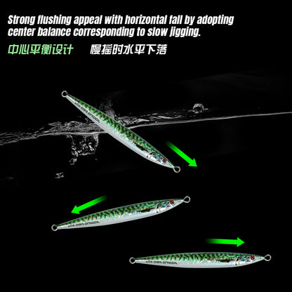 JIGGING PRO Slow Jigging Lure Horizontal Fall Metal Jig 60g 80g 100g Shuttle