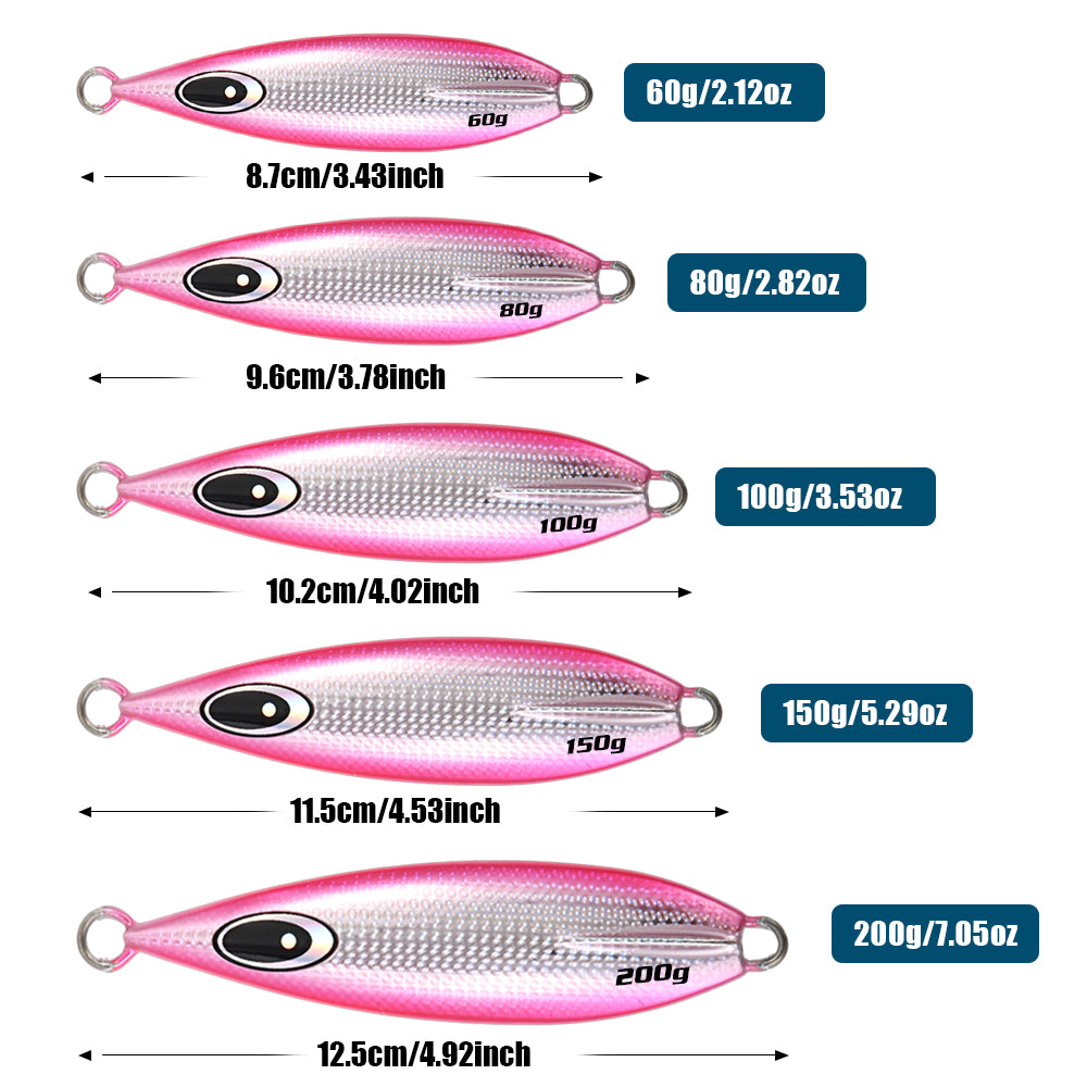 JIGGING PRO 60g 80g 100g 150g 200g Slow Flat Fall Metal Jig Slow Jigging Lure