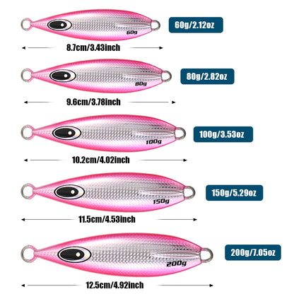 JIGGING PRO 60g 80g 100g 150g 200g Slow Flat Fall Metal Jig Slow Jigging Lure