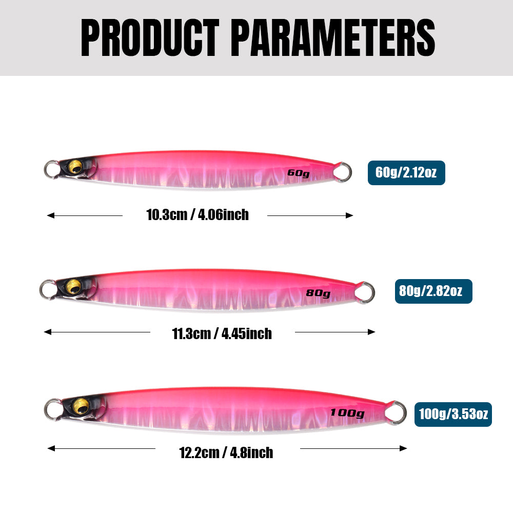 JIGGING PRO Saltwater Vertical Jigging Lure Luminous Fishing Jigs Fishing Tackle 60g 80g 100g Slash Beat Metal Jig