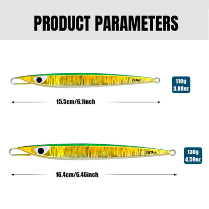 JIGGING PRO C1 Semilong Metal Jig - 110g/130g Center Weighted Vertical Jigging Lure