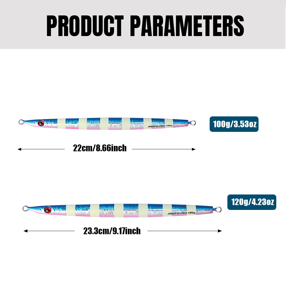 JIGGING PRO Long Casting Fast Sinking Metal Jig 100g 120g Vertical Needle Jigs Sea Jigging Lure Artificial Fishing Lure