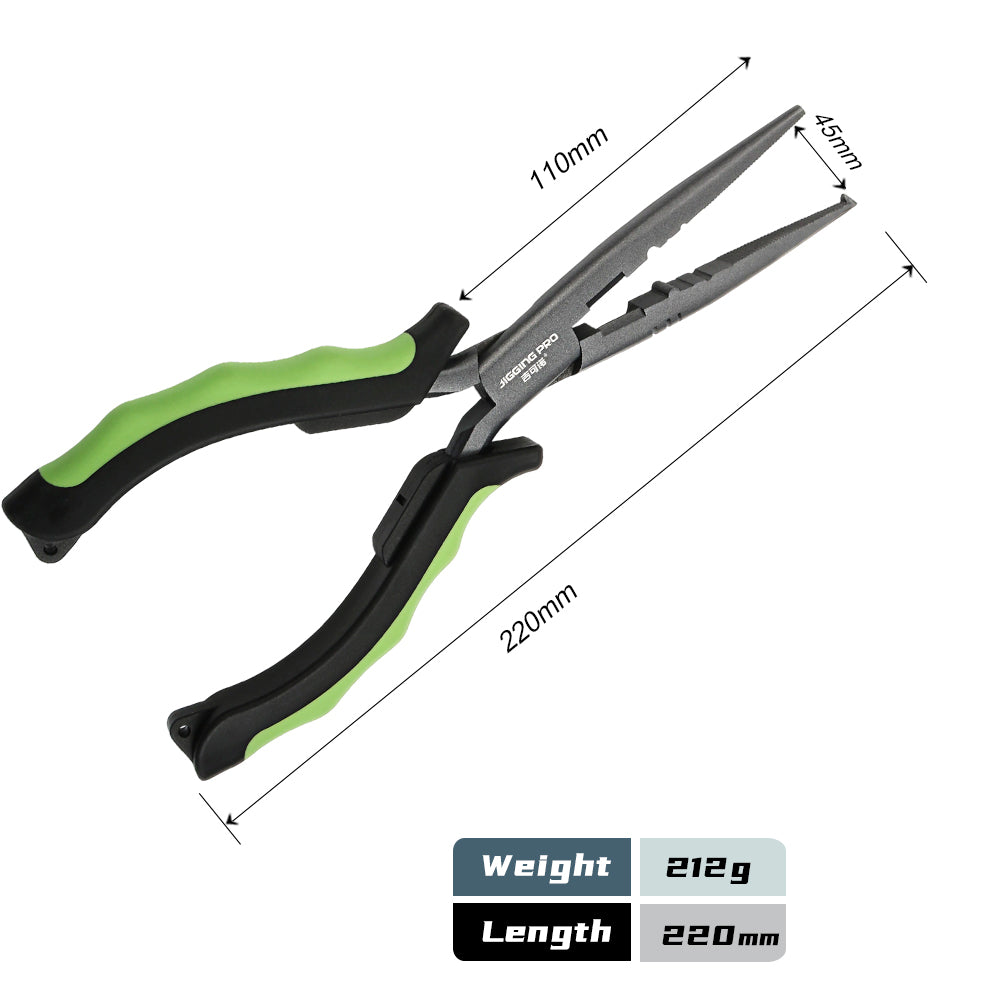 JIGGING PRO X4 Multifunctional Fishing Pliers - Long Nose Hook Remover, Split Ring Opener & Fishing Line Cutter, Saltwater Resistant Fishing Gear & Tools