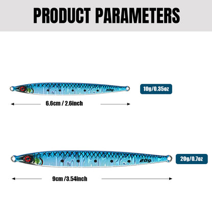 JIGGING PRO 10g 20g Sardine Slider Micro Jigs Saltwater Fishing Shore Jigging Lure Metal Jig