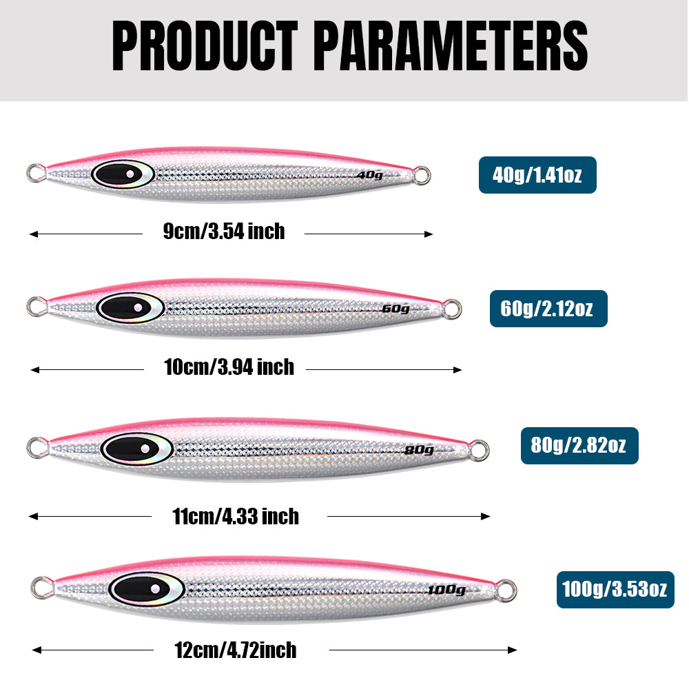JIGGING PRO Asymmetrical Metal Jig - 40g/60g/80g/100g Saltwater Vertical & Casting Lure
