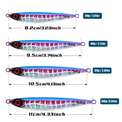 40g 60g 80g 100g Luminous Pattern Metal Jig Fishing Lure