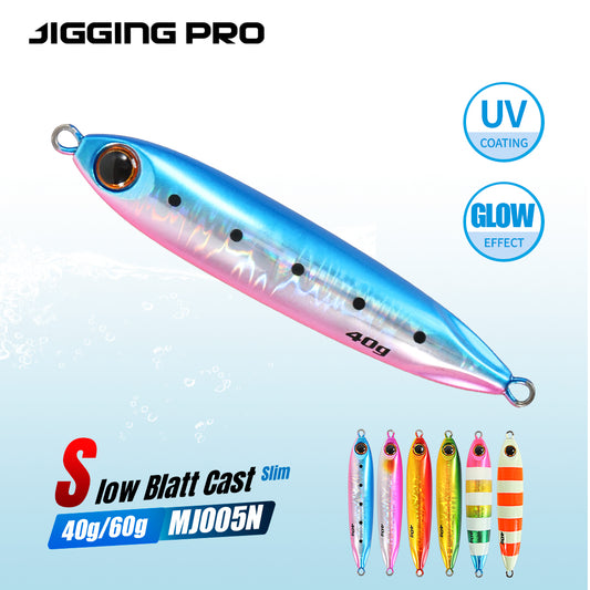 JIGGING PRO Long Cast Metal Jig Fishing Bait 40g 60g Slow Blatt Cast Slim
