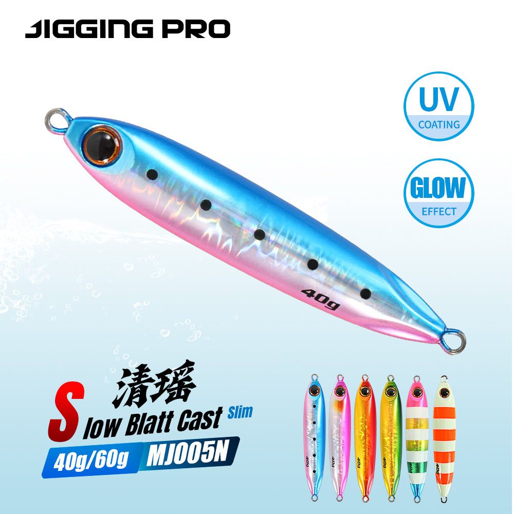 JIGGING PRO Long Cast Metal Jig Fishing Bait 40g 60g Slow Blatt Cast Slim