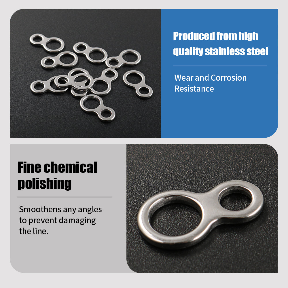 Jigging Pro 8 Shape Ring Seamless Stainless Steel Solid Rings, Heavy Duty Figure-Eight Auxiliary Rings for Saltwater Jigging