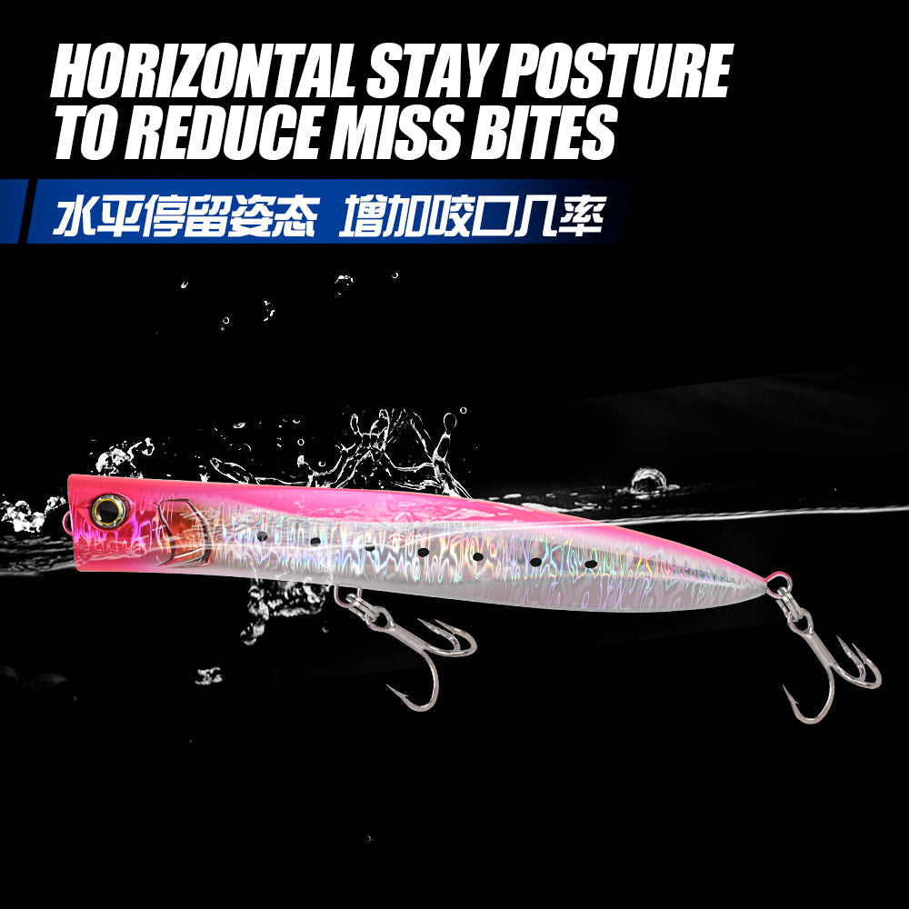 JIGGINGPRO 230mm 95g Duckdive Topwater Slim Popper Diving Pencil Lure