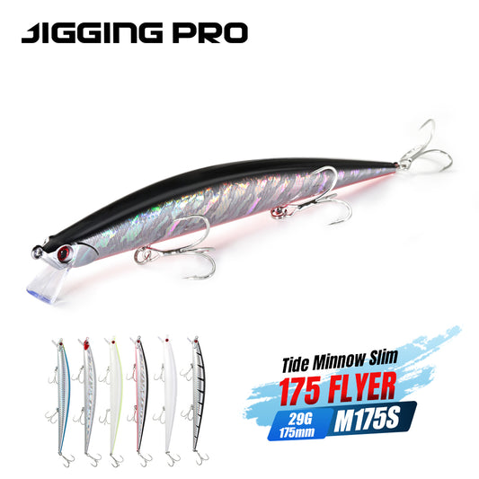 JIGGING PRO 175mm 29g Tide Minnow Slim M175S Flyer Long Casting Fishing Lure Sinking Minnow Bait