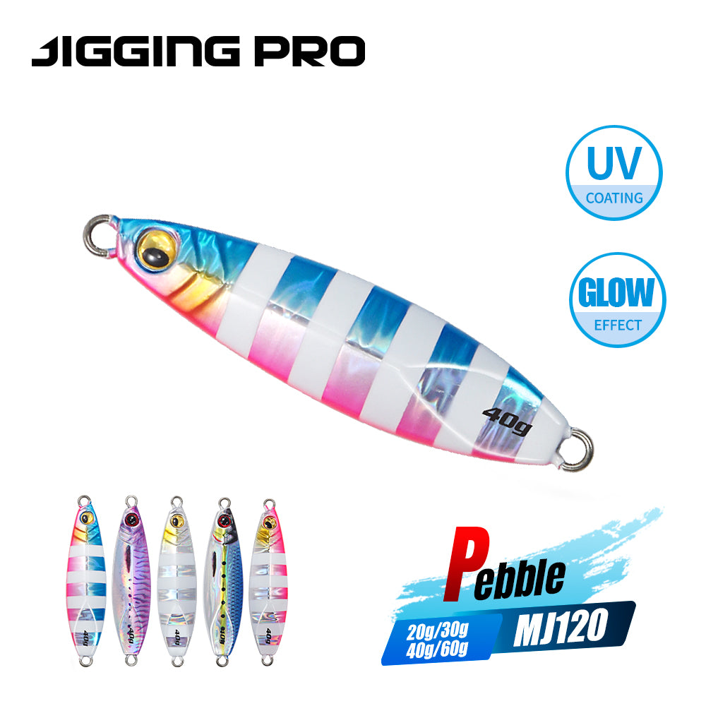 JIGGINGPRO Shore Jigging Lure Saltwater Fishing Slow Jig 20g 30g 40g 60g Pebble Sea Fishing Tackle Luminous Bait